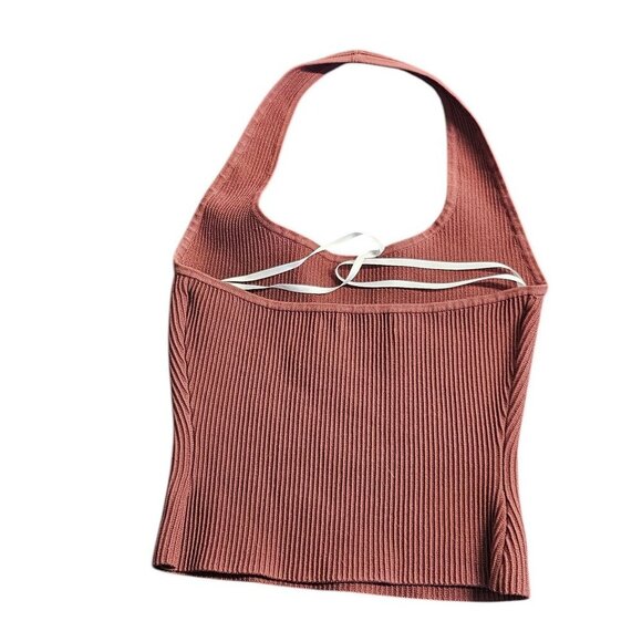 Aritzia Babaton Sculpt Knit Halter Tank, Cropped, Ribbed, Size S - Picture 2 of 7